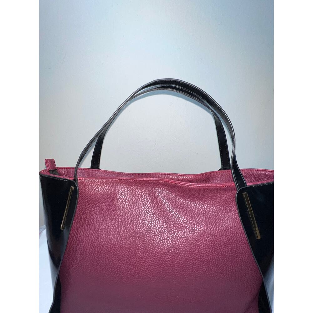 Poverty Flats Structured Tote burgundy & black purse